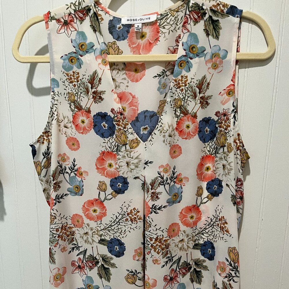 Rose & Olive Floral V-Neck Top